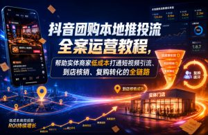 抖音团购本地推投流全案运营教程，帮助实体商家低成本打通短视频引流、到店核销、复购转化的全链路-16888副业资讯