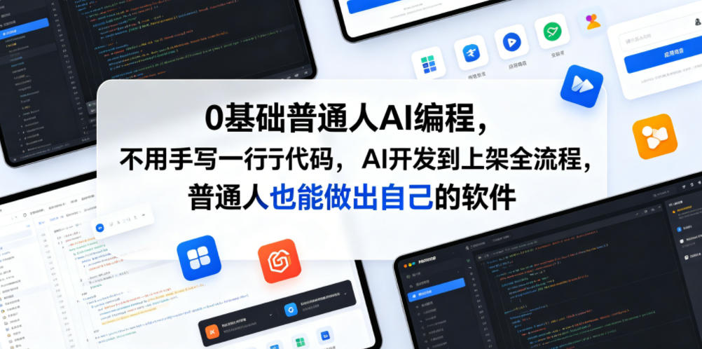 0基础普通人AI编程，不用手写一行代码，AI开发到上架全流程，普通人也能做出自己的软件-16888副业资讯