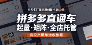 拼多多打爆班原创技术第60期，拼多多直通车，起量・矩阵・全店托管，高投产爆单增收教程-16888副业资讯