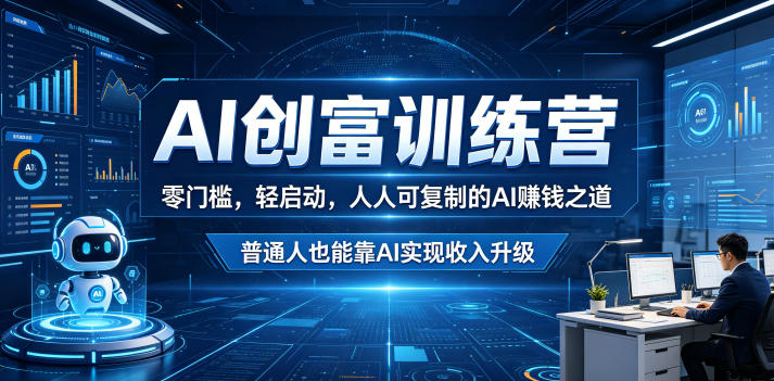 AI创富训练营，零门槛，轻启动，人人可复制的AI賺钱之道，普通人也能靠AI实现收入升级-16888副业资讯