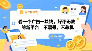 看一个广告一块钱，好评无数的新平台，不黑号，不养机，一部手机一天撸几十，可矩阵【揭秘】-16888副业资讯