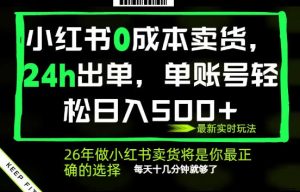 小红书0成本AI卖货，24小时出单，全流程托管，保底日入500+，每天十几分钟就够了【揭秘】-16888副业资讯