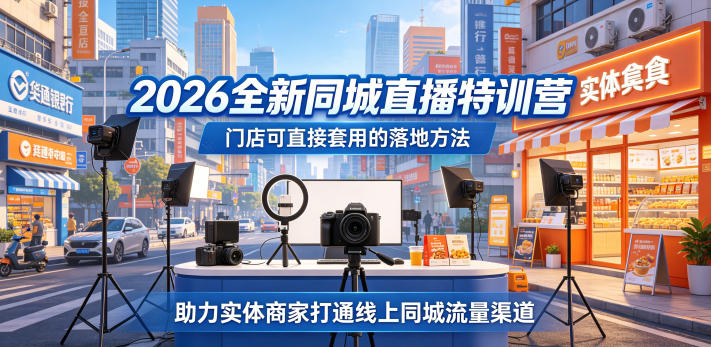 2026全新同城直播特训营，门店可直接套用的落地方法，助力实体商家打通线上同城流量渠道-16888副业资讯