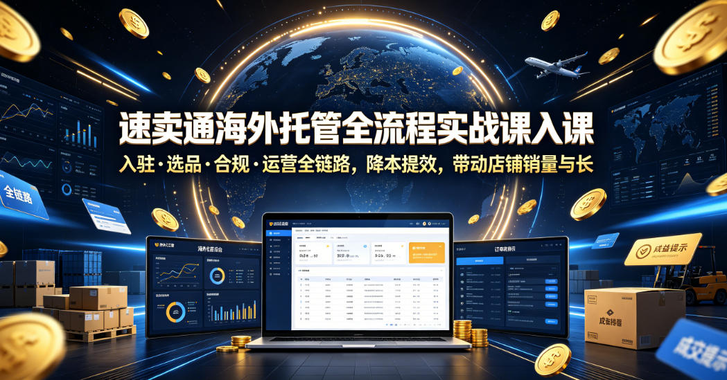 速卖通海外托管全流程实战课入驻・选品・合规・运营全链路，降本提效，带动店铺销量与收益增长-16888副业资讯