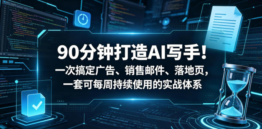 90分钟打造AI写手！一次搞定广告、销售邮件、落地页，一套可每周持续使用的实战体系【原创双语字幕】-16888副业资讯