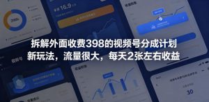 拆解外面收费398的视频号分成计划新玩法，流量很大，每天2张左右收益-16888副业资讯