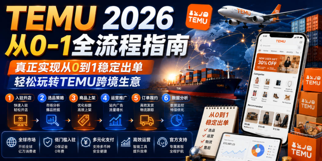 TEMU 2026从0-1全流程指南，真正实现从0到1稳定出单，轻松玩转TEMU跨境生意-16888副业资讯