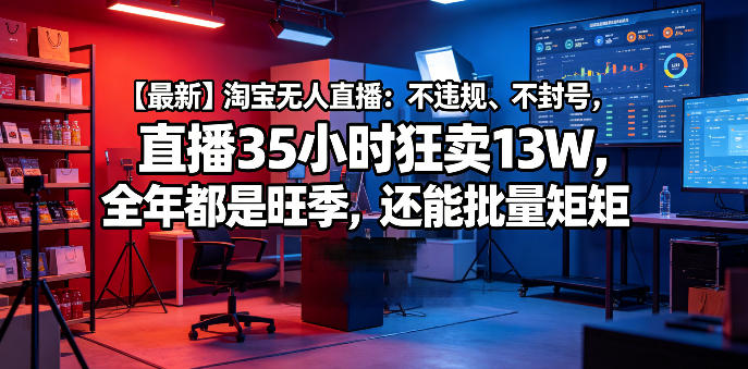 【最新】淘宝无人直播：不违规、不封号，直播35小时狂卖13W，全年都是旺季，还能批量矩阵操作【揭秘】-16888副业资讯