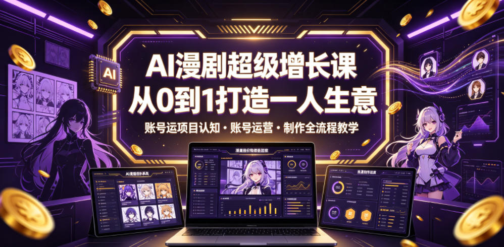 AI漫剧超级增长课，从0到1打造一人生意，项目认知・账号运营・制作全流程教学-16888副业资讯