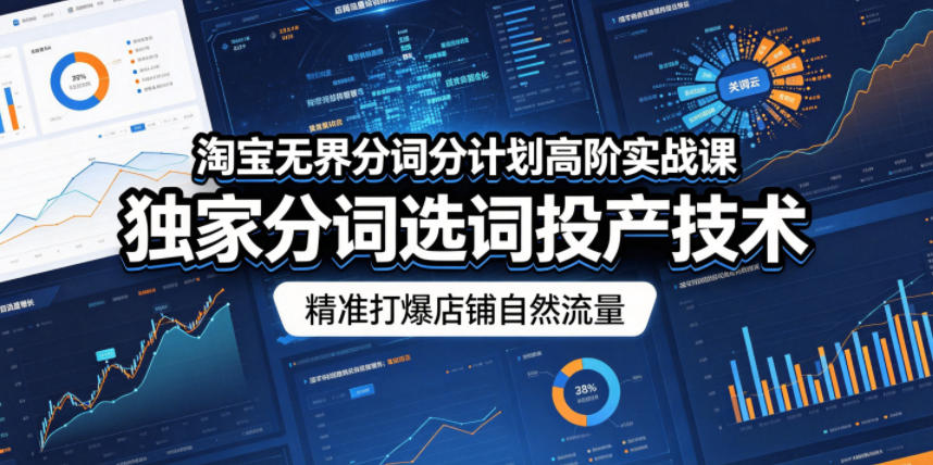 淘宝无界分词分计划高阶实战课,独家分词选词投产技术,精准打爆店铺自然流量