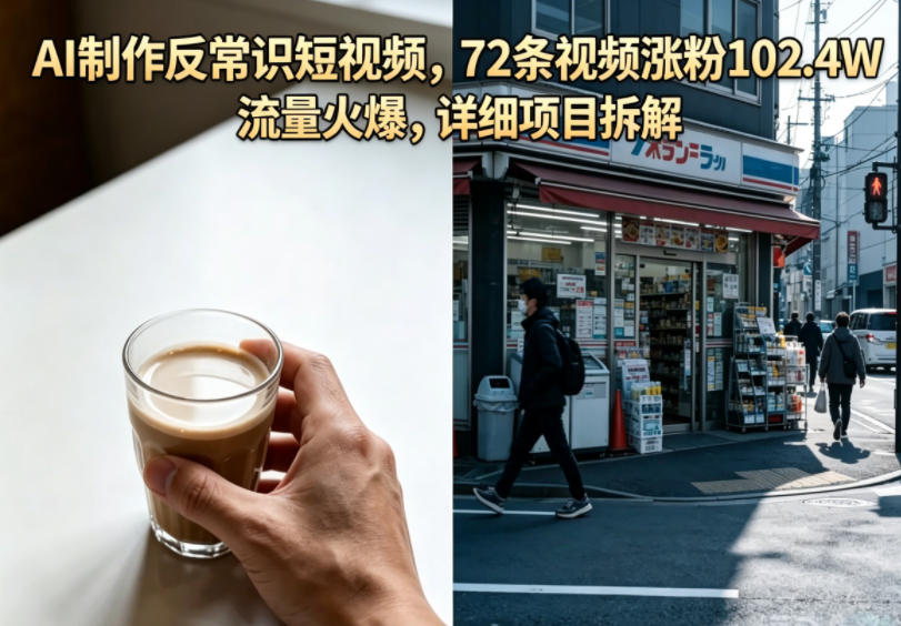 AI制作反常识短视频，72条视频涨粉102.4W，流量火爆，详细项目拆解-16888副业资讯