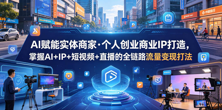 AI赋能实体商家·个人创业商业IP打造,掌握AI+IP+短视频+直播的全链路流量变现打法