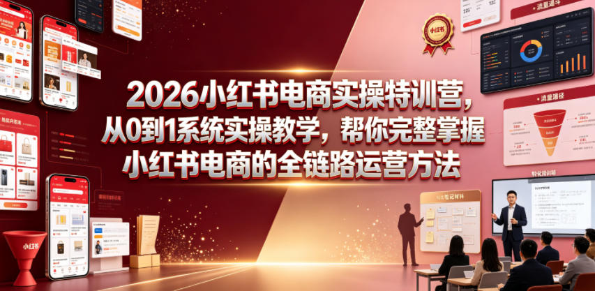 2026小红书电商实操特训营，从0到1系统实操教学，帮你完整掌握小红书电商的全链路运营方法-16888副业资讯