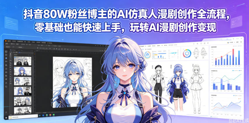 抖音80W粉丝博主的AI仿真人漫剧创作全流程，零基础也能快速上手，玩转AI漫剧创作变现-16888副业资讯
