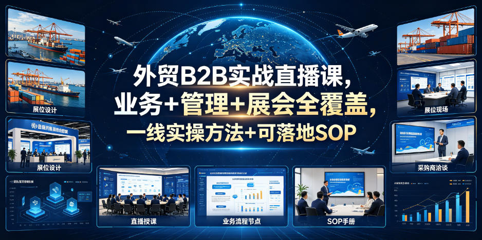 外贸B2B实战直播课，业务+管理+展会全覆盖，一线实操方法+可落地SOP-16888副业资讯