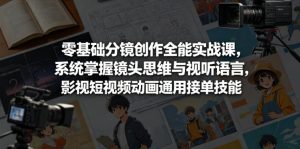 零基础分镜创作全能实战课，系统掌握镜头思维与视听语言，影视短视频动画通用接单技能-16888副业资讯