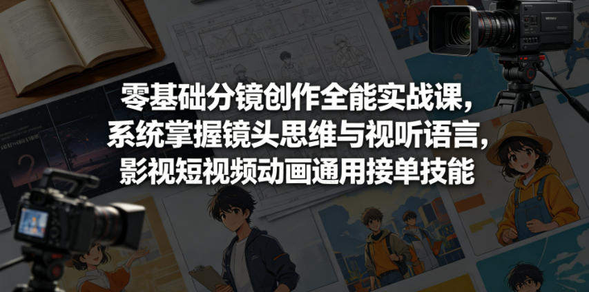 零基础分镜创作全能实战课，系统掌握镜头思维与视听语言，影视短视频动画通用接单技能-16888副业资讯