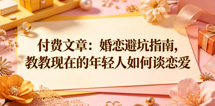 付费文章:婚恋避坑指南,教教现在的年轻人如何谈恋爱