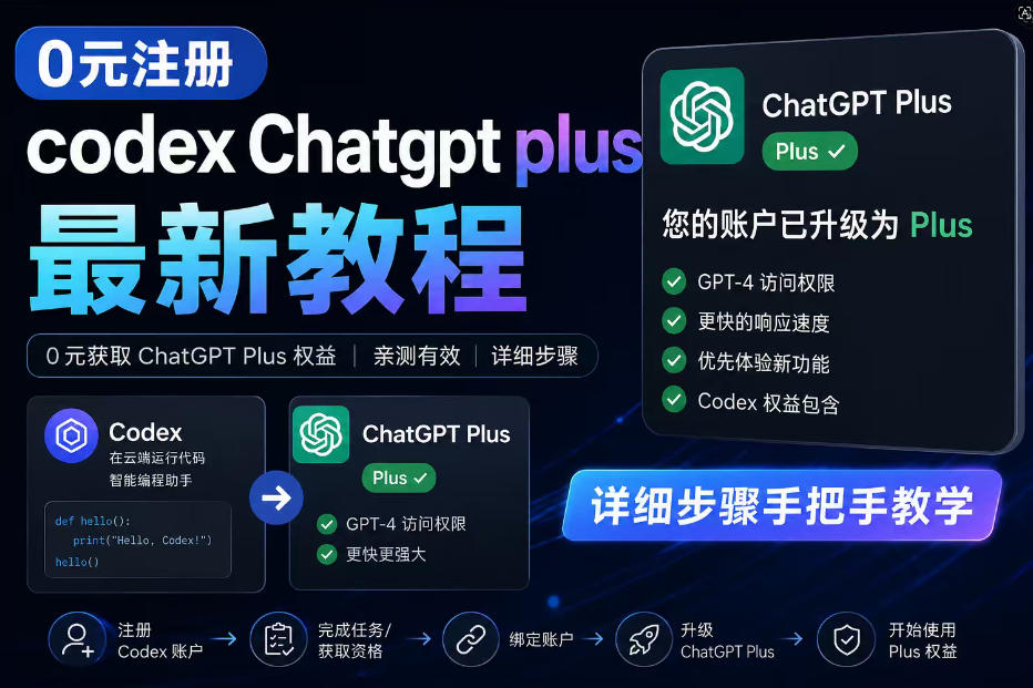 0元全自动注册codex gpt plus最新教程，0元获取GPT Plus权益，手把手详细教学-16888副业资讯
