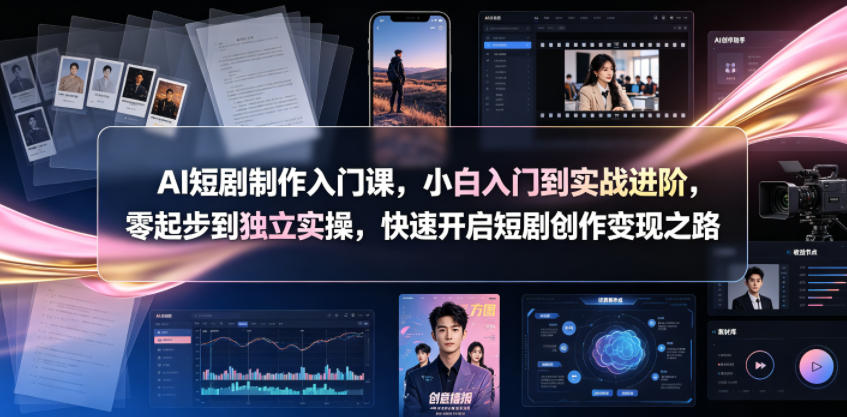 AI短剧制作入门课，小白入门到实战进阶，零起步到独立实操，快速开启短剧创作变现之路-16888副业资讯