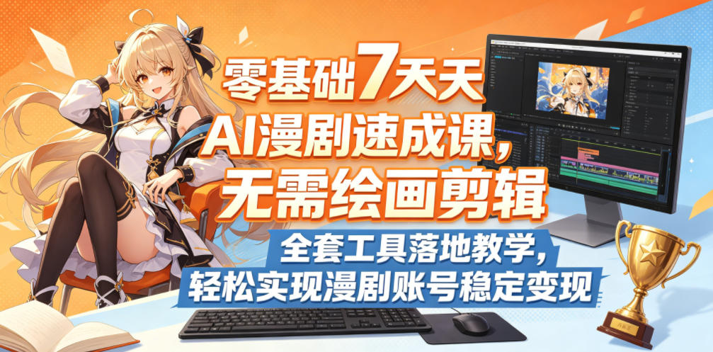 零基础7天AI漫剧速成课，无需绘画剪辑，全套工具落地教学，轻松实现漫剧账号稳定变现-16888副业资讯