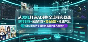 从0到1打造AI漫剧全流程实战课｜脚本创作+画面制作+音色配音+批量产出，打通AI漫剧从零创作到批量量产完整闭环-16888副业资讯