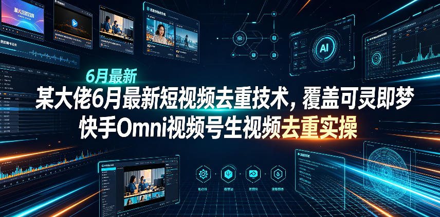 某大佬6月最新短视频去重技术，覆盖可灵即梦快手Omni视频号生视频去重实操-16888副业资讯