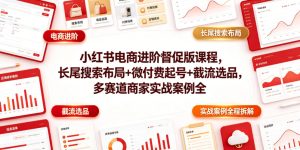 小红书电商进阶督促版课程，长尾搜索布局+微付费起号+截流选品，多赛道商家实战案例全程拆解-16888副业资讯