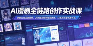 AI漫剧全链路创作实战课，紧跟行业发展趋势，从选题改编到变现落地，打造高流量优质作品-16888副业资讯