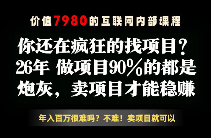 26年请不要疯狂的找项目了，卖项目远比你想象的暴利，你也可以月入10W+【揭秘】-16888副业资讯
