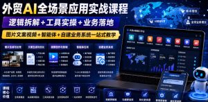 外贸AI全场景应用实战课程｜逻辑拆解+工具实操+业务落地，图片文案视频+智能体+自建业务系统一站式教学-16888副业资讯