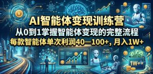 AI智能体变现训练营，从0到1掌握智能体变现的完整流程，每款智能体单次利润40—100+，月入1W+-16888副业资讯
