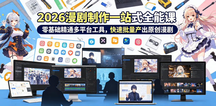 2026 AI漫剧制作一站式全能课，零基础精通多平台工具，快速批量产出原创漫剧-16888副业资讯