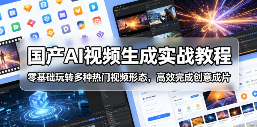 国产AI视频生成实战教程，零基础玩转多种热门视频形态，高效完成创意成片-16888副业资讯