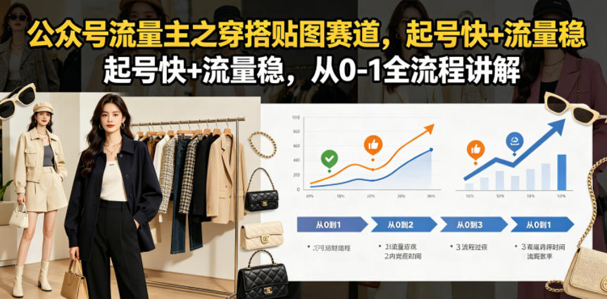 公众号流量主之穿搭贴图赛道，起号快+流量稳，从0-1全流程讲解-16888副业资讯