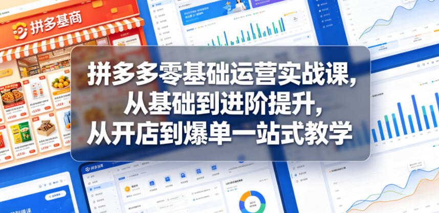 拼多多零基础运营实战课，从基础到进阶提升，从开店到爆单一站式教学-16888副业资讯