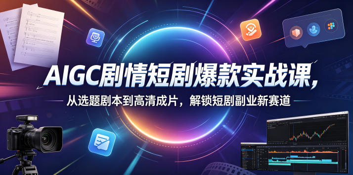 AIGC剧情短剧爆款实战课，从选题剧本到高清成片，解锁短剧副业新赛道-16888副业资讯