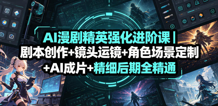 AI漫剧精英强化进阶课|剧本创作+镜头运镜+角色场景定制+AI成片+精细后期全精通