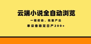 云端小说全自动浏览阅读，一键启动、批量产出，单设备稳定产出200+【揭秘】-16888副业资讯