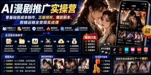 AI漫剧推广实操营｜零基础低成本制作、正版授权、爆款剧本、剪辑运镜全变现实战课-16888副业资讯