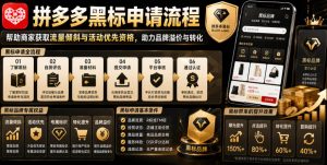 拼多多黑标申请流程，帮助商家获取流量倾斜与活动优先资格，助力品牌溢价与转化-16888副业资讯