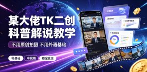 某大佬TK二创科普解说教学，不用原创拍摄不用外语基础，零基础做TikTok中视频稳定变现-16888副业资讯