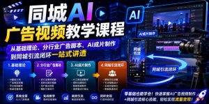 同城AI广告视频教学课程，从基础理论、分行业广告脚本、AI成片制作到同城引流闭环一站式讲透-16888副业资讯