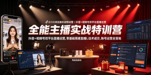 全能主播实战特训营｜抖音+视频号双平台直播运营，零基础搭建直播间、精准选品、话术成交、账号运营全落地-16888副业资讯