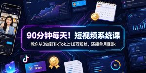 90分钟每天！短视频系统课教你从0做到TikTok上1.8万粉丝，还能单月賺8k【原创双语字幕】-16888副业资讯