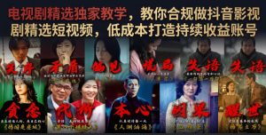 电视剧精选独家教学,教你合规做抖音影视剧精选短视频,低成本打造持续收益账号-16888副业资讯