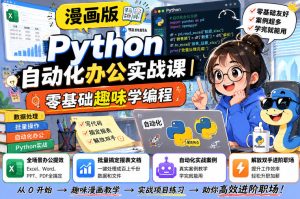 漫画版Python自动化办公实战课|零基础趣味学编程,全场景办公提效、批量搞定报表文档、解放双手进阶职场-16888副业资讯