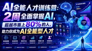 AI全能人才训练营:2周全面掌握AI,超越市面上80%的人,助力你成为AI全能型人才-16888副业资讯