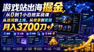 游戏站出海掘金从0到1小白实战课，从选词到上线，从收录到变现，月入3700刀+-16888副业资讯