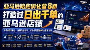亚马逊陪跑孵化营8期，打造过日出千单的亚马逊店铺，新手0到1开店、注册风控避坑、标准化运营SOP全套落地课-16888副业资讯